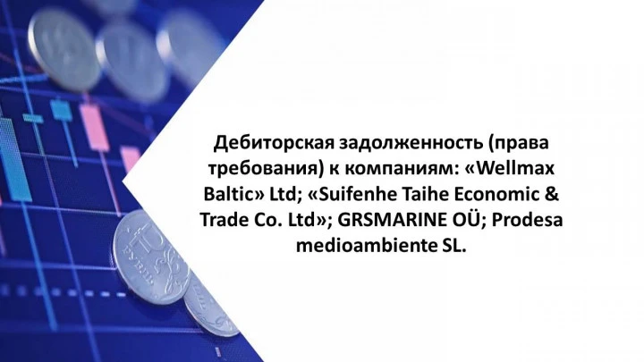 Дебиторская задолженность к компаниям: «Wellmax Baltic» Ltd; «Suifenhe Taihe Economic & Trade Co. Ltd» ; GRSMARINE O (11937709); Prodesa medioambiente SL