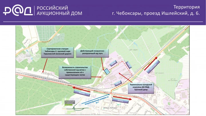 Производственно-складская площадка с ж/д веткой у трассы М-7 общей площадью 18 667 кв. м